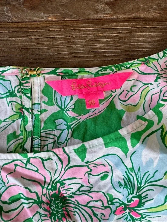 Lilly Pulitzer Barbara cotton puff sleeve pop over spearmint blossom views 10 - Picture 6 of 12